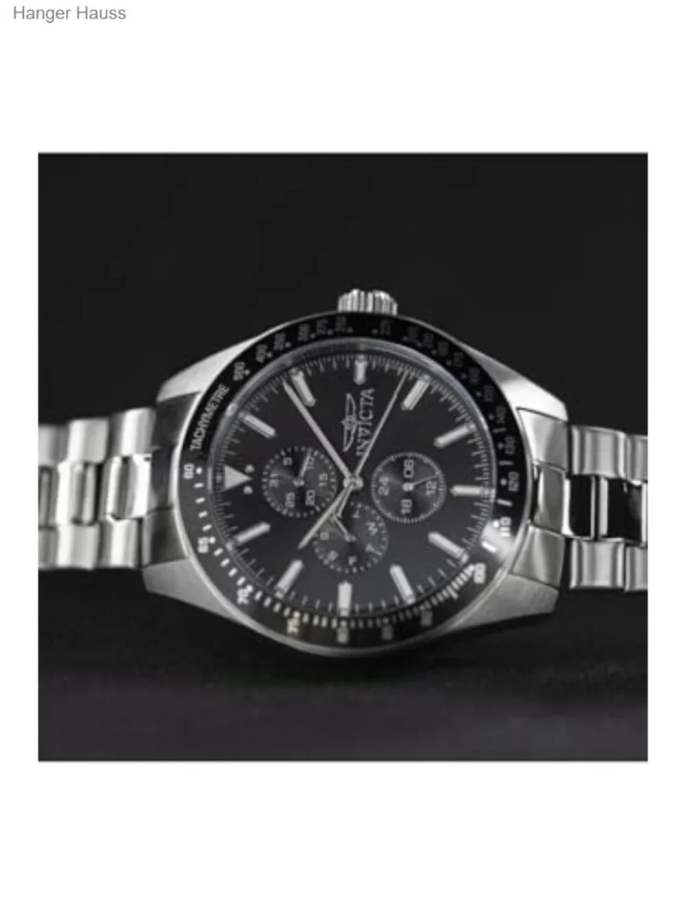 Men's Stainless Steel Bracelet Watch with Black Dial and Quartz Movement,